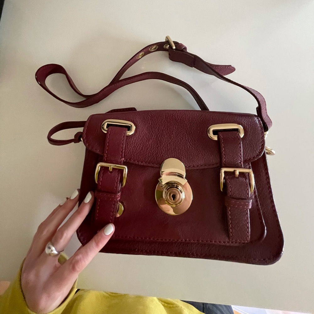 Oxblood Massimo Dutti mini shoulder bag